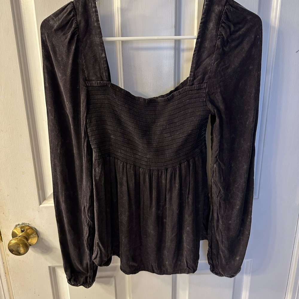 Chaser Black Smocked Blouse